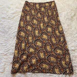Vintage ToTonko Black Abstract Print‎ Boho Gypsy Full A-Line Maxi Skirt Medium